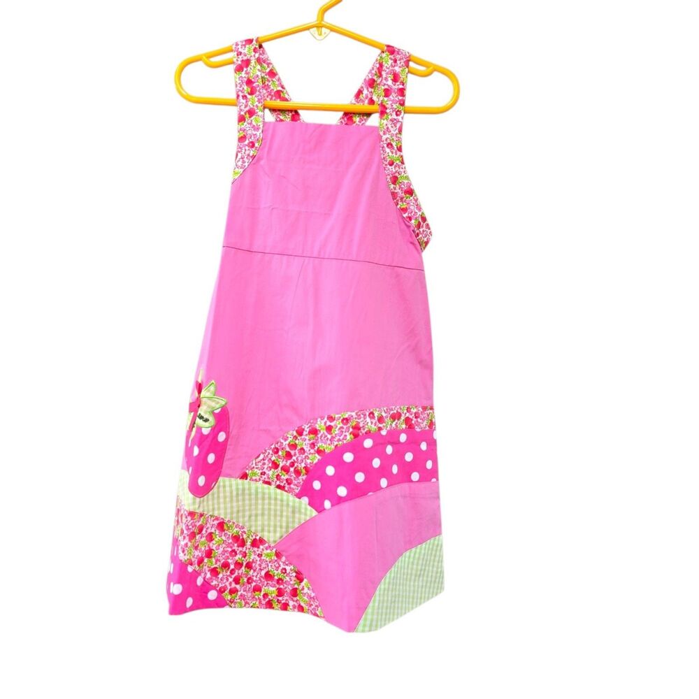 Vintage Rare Editions Patchwork Sundress Size 4 Pink 100% Cotton With Bow NWT